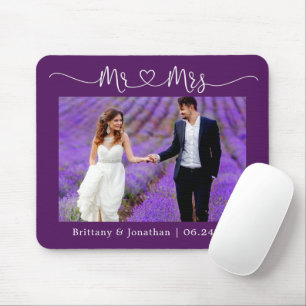 Calligraphy Heart Mr. Wedding Lila Mousepad