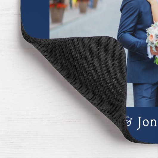 Calligraphy Heart Mr. Wedding Navy Blue Mousepad (Ecke)