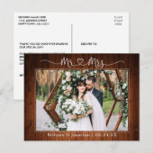 Calligraphy Heart Mr. Wedding Wood Vielen Dank Postkarte (Vorne/Hinten)