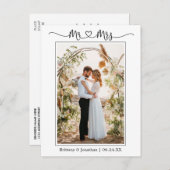 Calligraphy Heart Mrs. Wedding Foto Vielen Dank Postkarte (Vorne/Hinten)