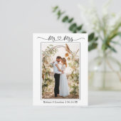 Calligraphy Heart Mrs. Wedding Foto Vielen Dank Postkarte (Stehend Vorderseite)