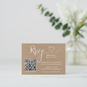Calligraphy Heart QR Kraft Wedding RSVP Begleitkarte (Stehend Vorderseite)