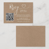Calligraphy Heart QR Kraft Wedding RSVP Begleitkarte (Vorne/Hinten)