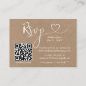 Calligraphy Heart QR Kraft Wedding RSVP Begleitkarte (Vorderseite)