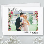 Calligraphy Heart Script Wedding Foto Dankeskarte