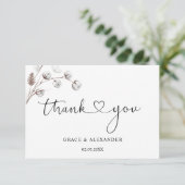 Calligraphy Heart Script Wedding Vielen Dank Dankeskarte (Stehend Vorderseite)