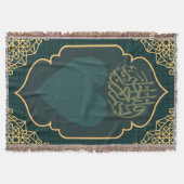 Calligraphy Heart Teal Gold Woven Decke (Vorderseite)