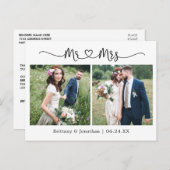 Calligraphy Heart Wedding 2 Foto Vielen Dank Postkarte (Vorne/Hinten)