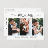 Calligraphy Heart Wedding 3 Foto Vielen Dank Postkarte (Vorne/Hinten)