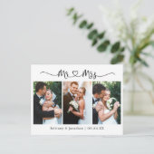 Calligraphy Heart Wedding 3 Foto Vielen Dank Postkarte (Stehend Vorderseite)