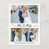 Calligraphy Heart Wedding 4 Foto Vielen Dank Postkarte (Vorderseite)