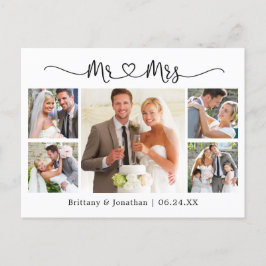 Calligraphy Heart Wedding 5 Foto Vielen Dank Postkarte