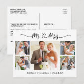 Calligraphy Heart Wedding 5 Foto Vielen Dank Postkarte (Vorne/Hinten)