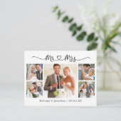 Calligraphy Heart Wedding 5 Foto Vielen Dank Postkarte (Stehend Vorderseite)