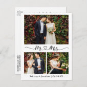 Calligraphy Heart Wedding Danke, 3 Foto Postkarte (Vorne/Hinten)