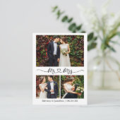 Calligraphy Heart Wedding Danke, 3 Foto Postkarte (Stehend Vorderseite)