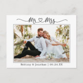 Calligraphy Heart Wedding Foto Vielen Dank Postkarte (Vorderseite)