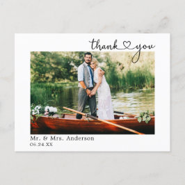 Calligraphy Heart Wedding Foto Vielen Dank Postkarte
