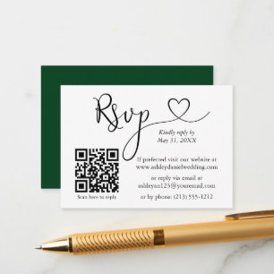 Calligraphy Heart Wedding QR Green UAWG Begleitkarte