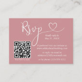Calligraphy Heart Wedding QR UAWG Dusty Rose Begleitkarte (Vorderseite)
