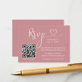 Calligraphy Heart Wedding QR UAWG Dusty Rose Begleitkarte