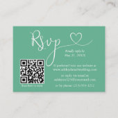 Calligraphy Heart Wedding QR UAWG Neo Mint Green Begleitkarte (Vorderseite)