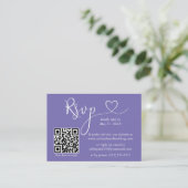 Calligraphy Heart Wedding QR UAWG Periwinkle Begleitkarte (Stehend Vorderseite)
