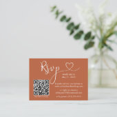 Calligraphy Heart Wedding QR UAWG Terracotta Begleitkarte (Stehend Vorderseite)