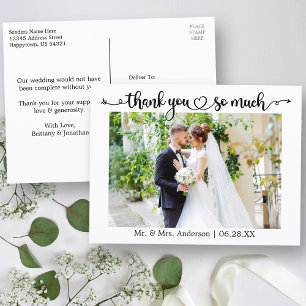 Calligraphy Heart Wedding Vielen Dank Postkarte