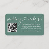 Calligraphy Heart Wedding Web QR Eucalyptus Green Begleitkarte (Vorderseite)