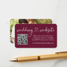 Calligraphy Heart Wedding Web QR Foto Burgundy