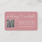 Calligraphy Heart Wedding Web QR Foto Dusty Rose Begleitkarte (Vorderseite)