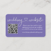 Calligraphy Heart Wedding Web QR Foto Periwinkle Begleitkarte (Vorderseite)