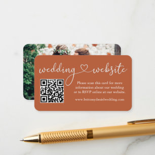Calligraphy Heart Wedding Web QR Foto Terracotta Begleitkarte