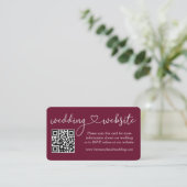 Calligraphy Heart Wedding Website QR Burgundy Begleitkarte (Stehend Vorderseite)