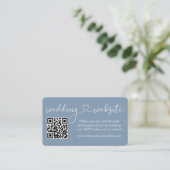Calligraphy Heart Wedding Website QR Dusty Blue Begleitkarte (Stehend Vorderseite)