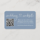 Calligraphy Heart Wedding Website QR Dusty Blue Begleitkarte (Vorderseite)