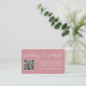 Calligraphy Heart Wedding Website QR Dusty Rose Begleitkarte (Stehend Vorderseite)