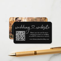 Calligraphy Heart Wedding Website QR Foto Black
