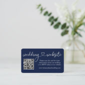 Calligraphy Heart Wedding Website QR Foto Blue Begleitkarte (Stehend Vorderseite)
