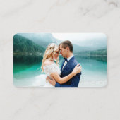 Calligraphy Heart Wedding Website QR Foto Blue Begleitkarte (Rückseite)