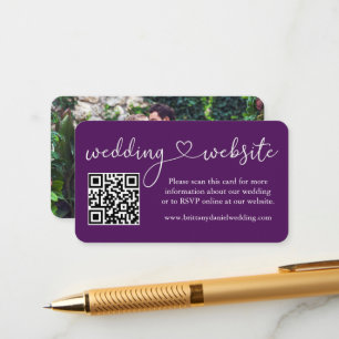 Calligraphy Heart Wedding Website QR Foto Lila Begleitkarte