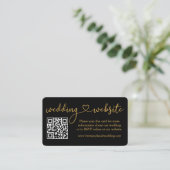 Calligraphy Heart Wedding Website QR Gold Black Begleitkarte (Stehend Vorderseite)