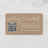 Calligraphy Heart Wedding Website QR Kraft Begleitkarte (Vorderseite)