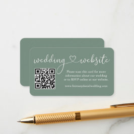 Calligraphy Heart Wedding Website QR Seite Green Begleitkarte