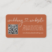 Calligraphy Heart Wedding Website QR Terracotta Begleitkarte (Vorderseite)