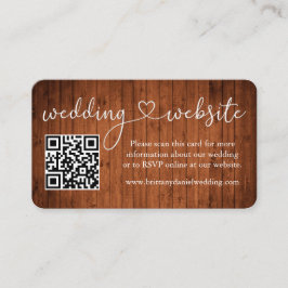 Calligraphy Heart Wood Wedding Website QR Begleitkarte
