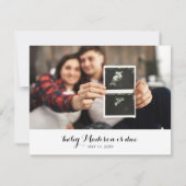 Calligraphy Hello Foto Baby Announccard Dankeskarte (Rückseite)