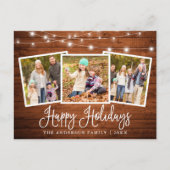 Calligraphy Holiday Wood String Lights 3 Foto Postkarte (Vorderseite)
