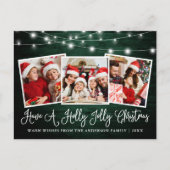 Calligraphy Holly Jolly Christmas Green Wood Postkarte (Vorderseite)